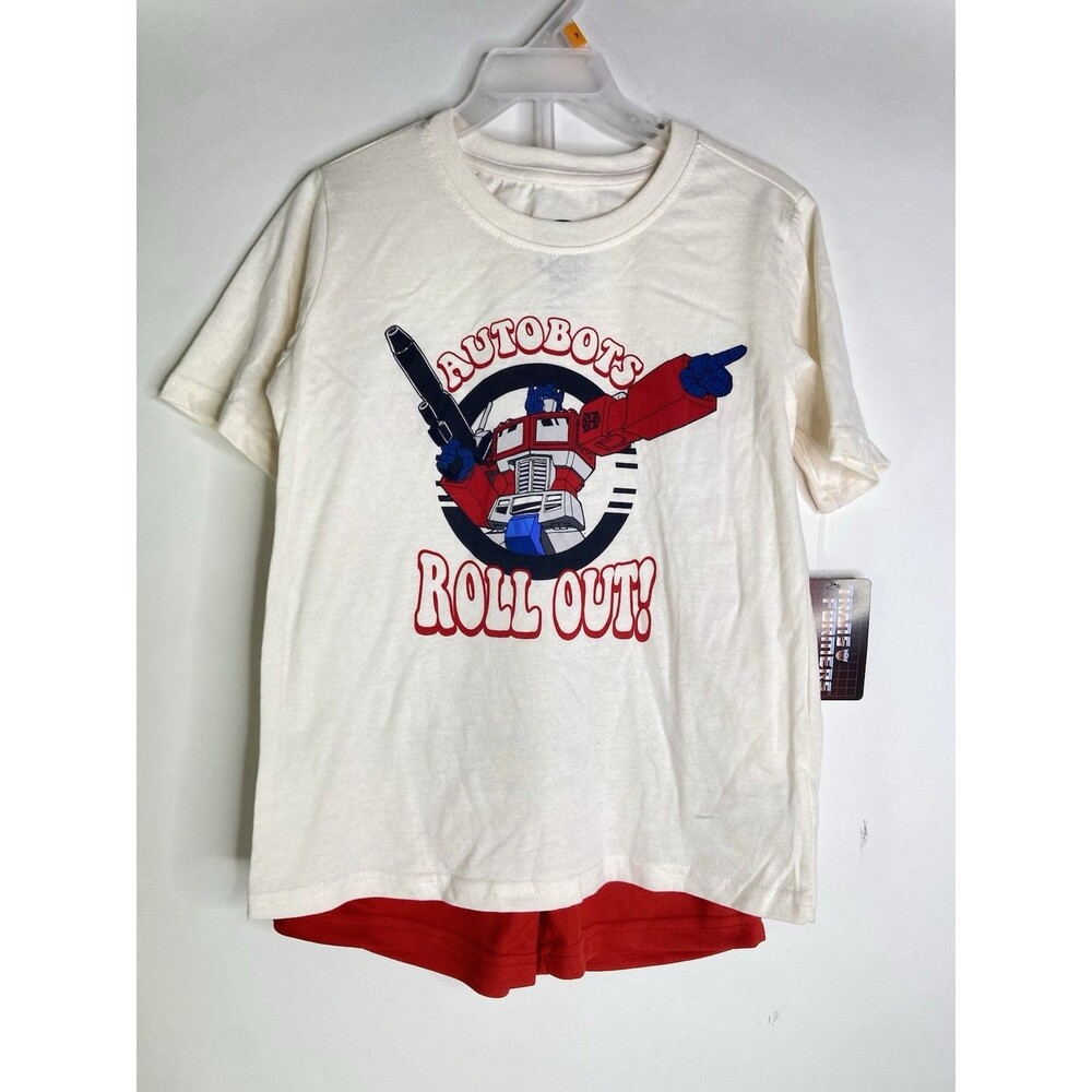 Transformers 2 Piece Short Sleeve Tee T-Shirt Shorts Outfit Set Kids Boys Size 7
